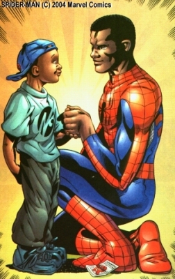 Lafronce and his pal Spider-Man. Art by Mark Buckingham. Spider-Man (C) Marvel Comics.