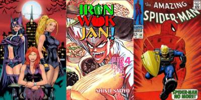 Birds of Prey: Sensei & Student, Iron Wok Jan Vol. 4 and The Manhattan Guardian #1 (remixed with Amazing Spider-Man #50). All comics and characters � their respective copyright holders